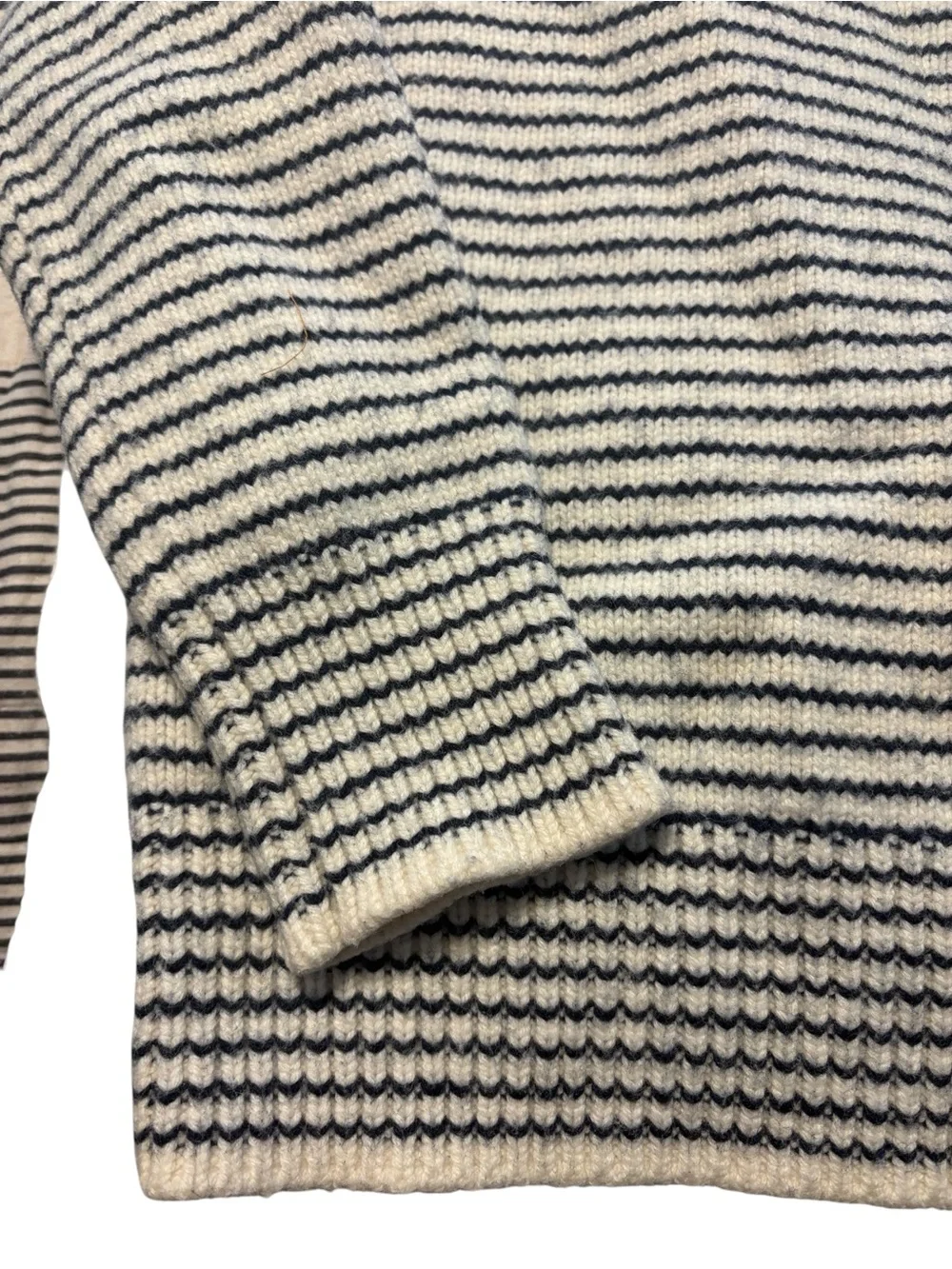 J. Crew Rugged Merino Wool Blend Collared Sweater in Stripe L Blue Cream